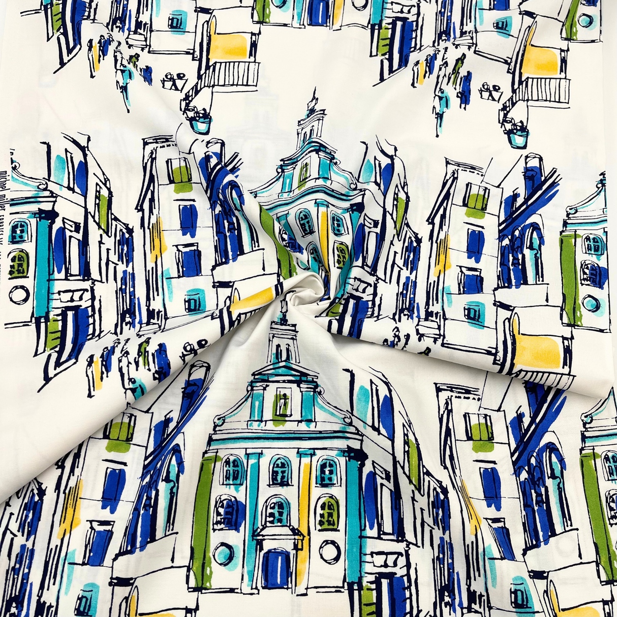 On the Town Fabric – Blue, 100% Cotton Quilting Fabric by Michael Miller