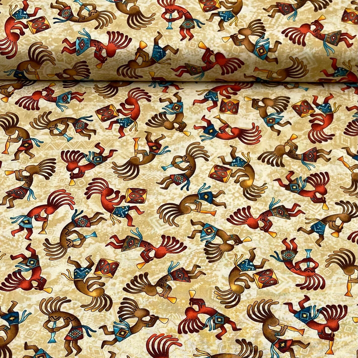Out West Kokopelli Cotton Quilting Fabric - Timeless Treasures TT-C5038Tan