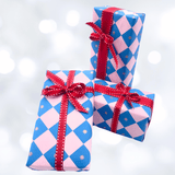 Checkerboard Gift Wrapping Paper – Electric Blue & Pink