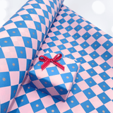 Checkerboard Gift Wrapping Paper – Electric Blue & Pink