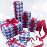 Checkerboard Gift Wrapping Paper – Electric Blue & Pink
