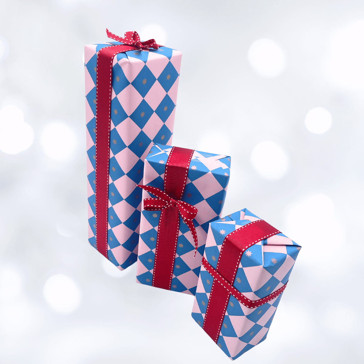 Checkerboard Gift Wrapping Paper – Electric Blue & Pink