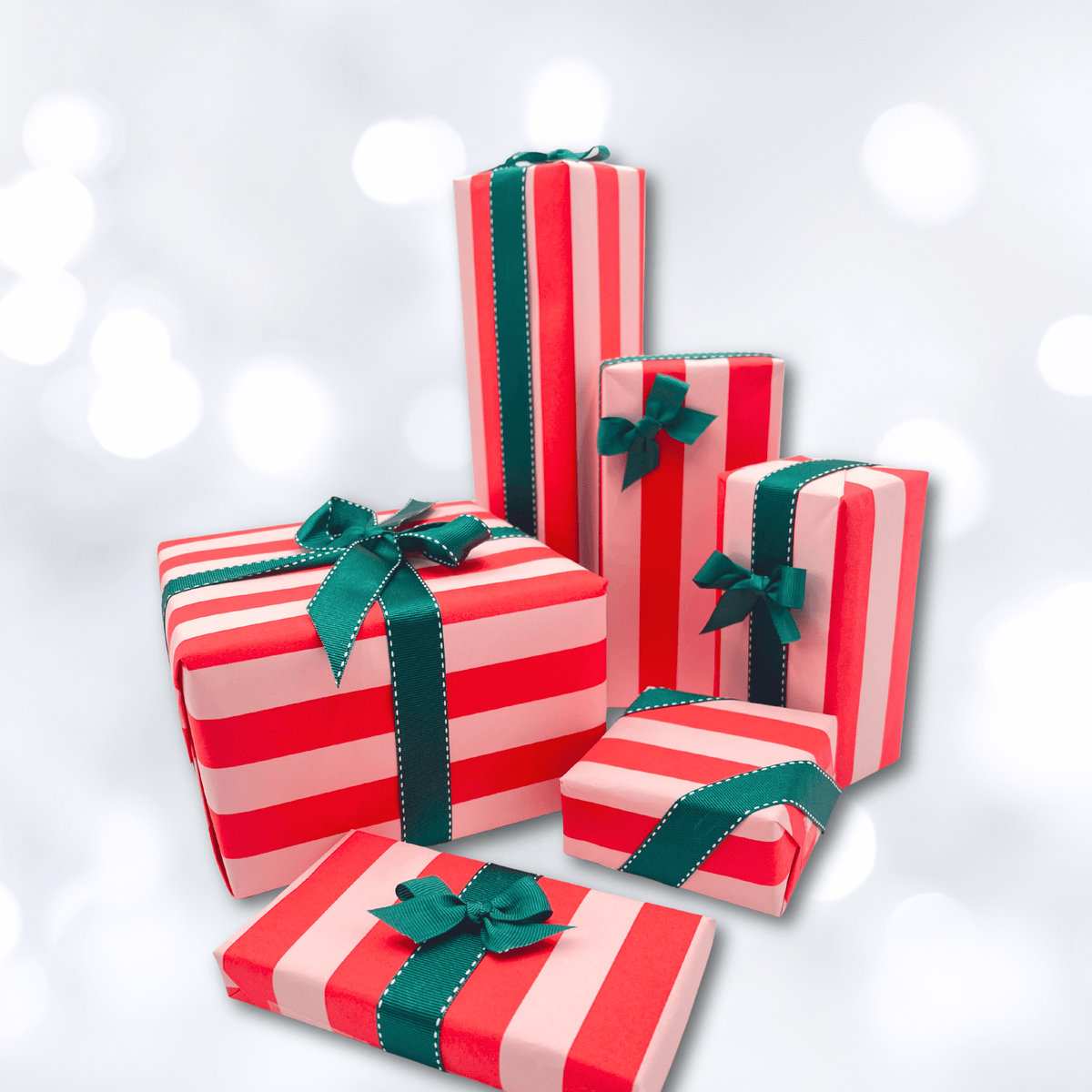 Pavilion Poppy Christmas Wrapping Paper – Red & Pink Stripes