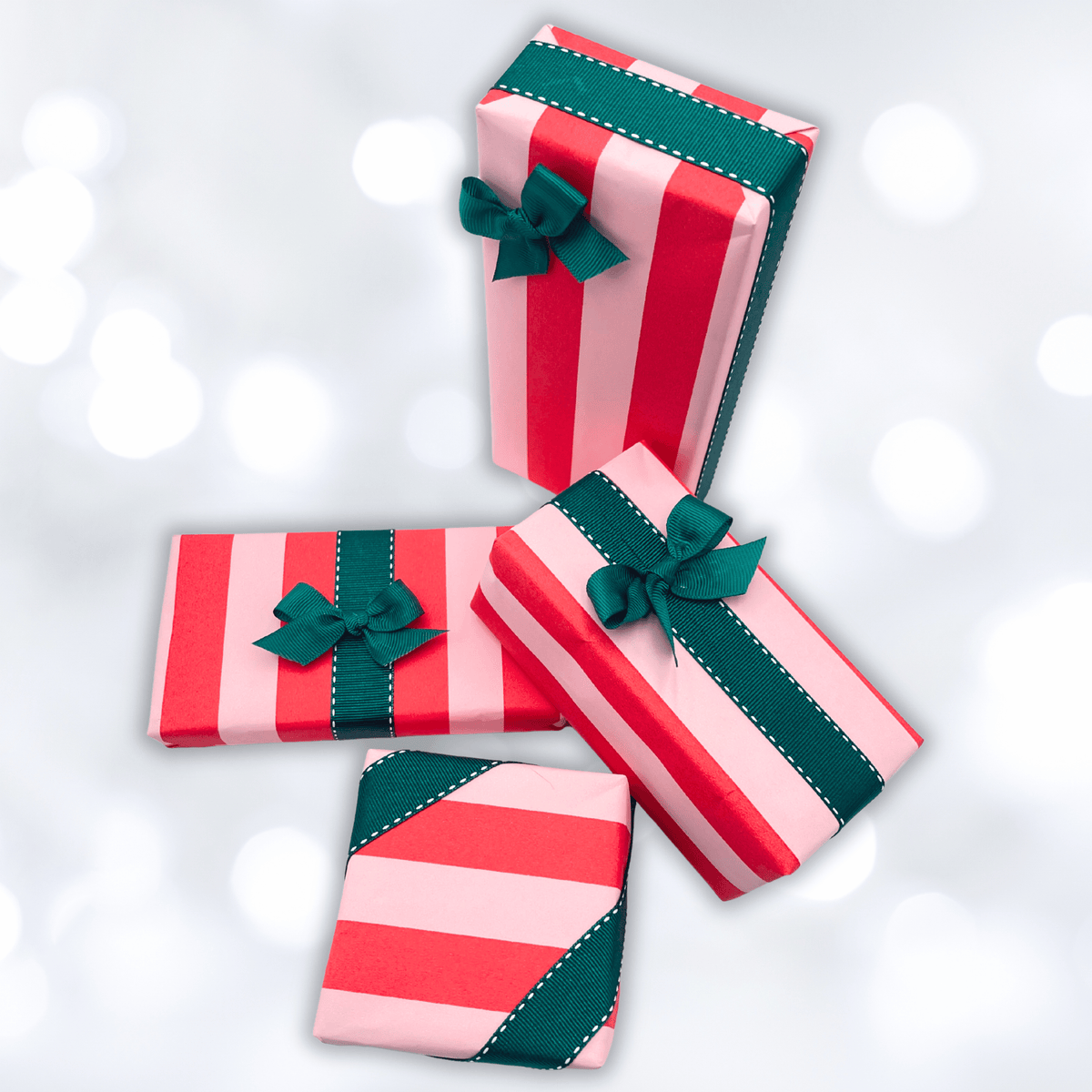 Pavilion Poppy Christmas Wrapping Paper – Red & Pink Stripes