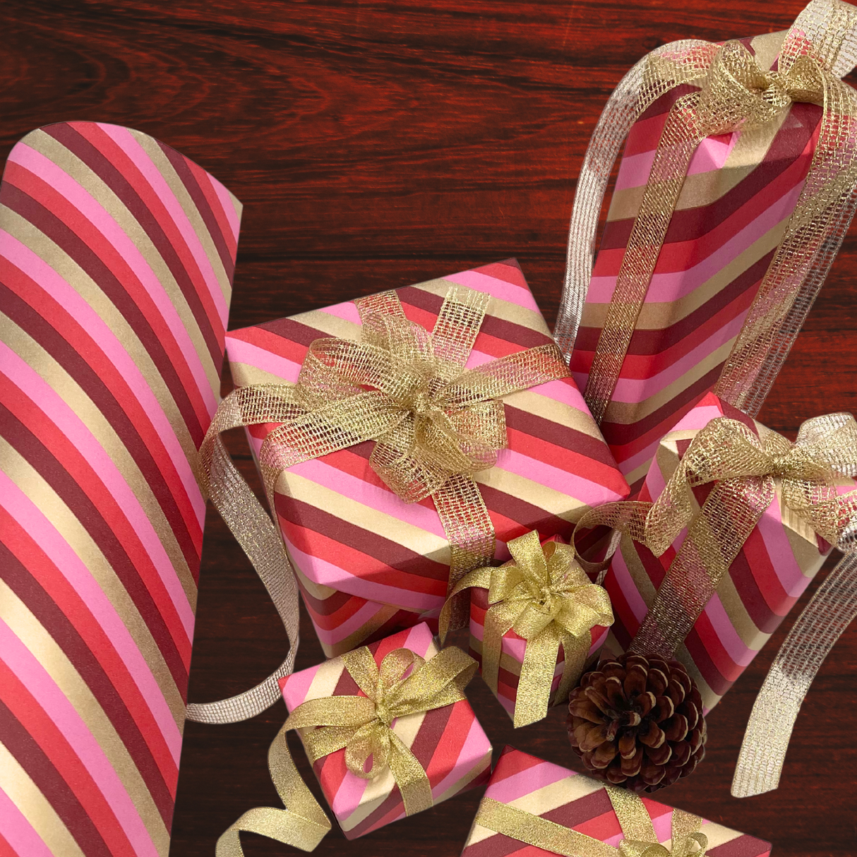 Peppermint Pink Gift Wrapping Paper – 80gsm 60cm Wide | Festive Christmas Wrap