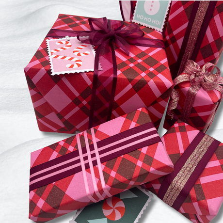 Pink Candy Plaid Gift Wrapping Paper – 80gsm, 60cm Wide