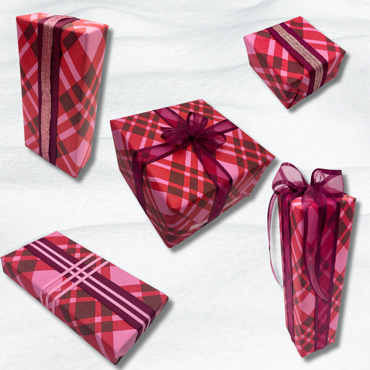 Pink Candy Plaid Gift Wrapping Paper – 80gsm, 60cm Wide