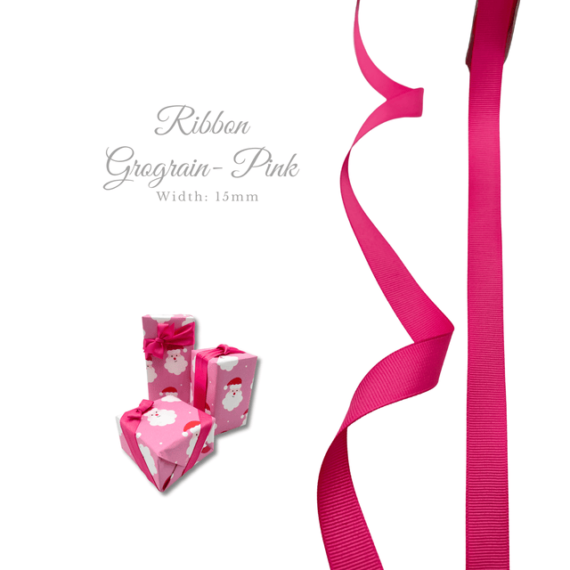 Pink 15mm grosgrain ribbon for gift wrapping and festive bows