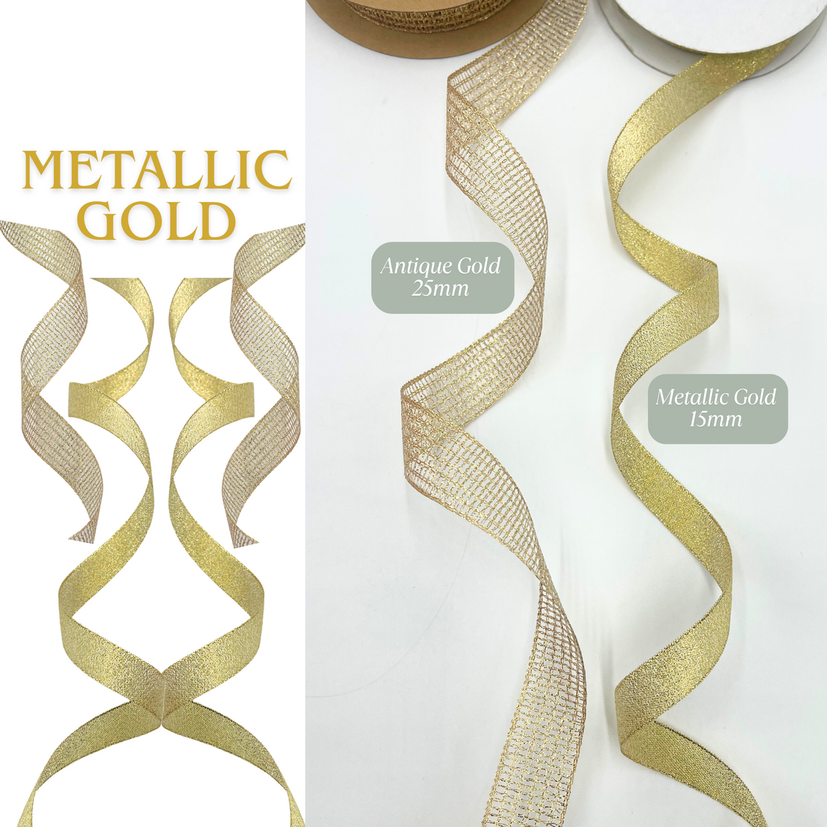 Gold Metallic Ribbon – 15mm or 25mm Gift Wrap Ribbon – Crafty Fox