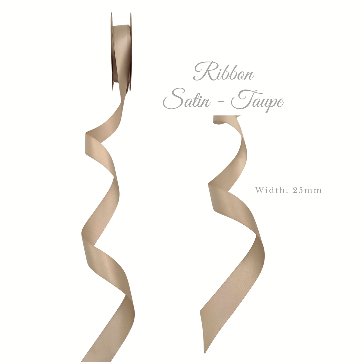 Satin Double Sided Taupe Ribbon – 25mm Gift Ribbon