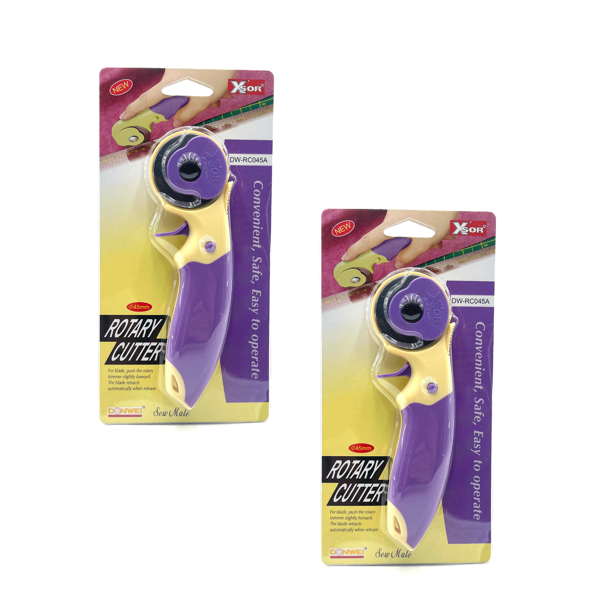 Rotary Cutter with 45mm Blade – Ergonomic Safety Quilting Cutter | SewMate DW-RC045A