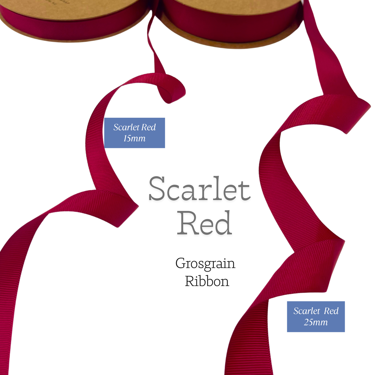 Scarlet Red Grosgrain Ribbon – 15mm or 25mm