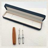 Wooden seam ripper with interchangeable blades and black presentation gift box