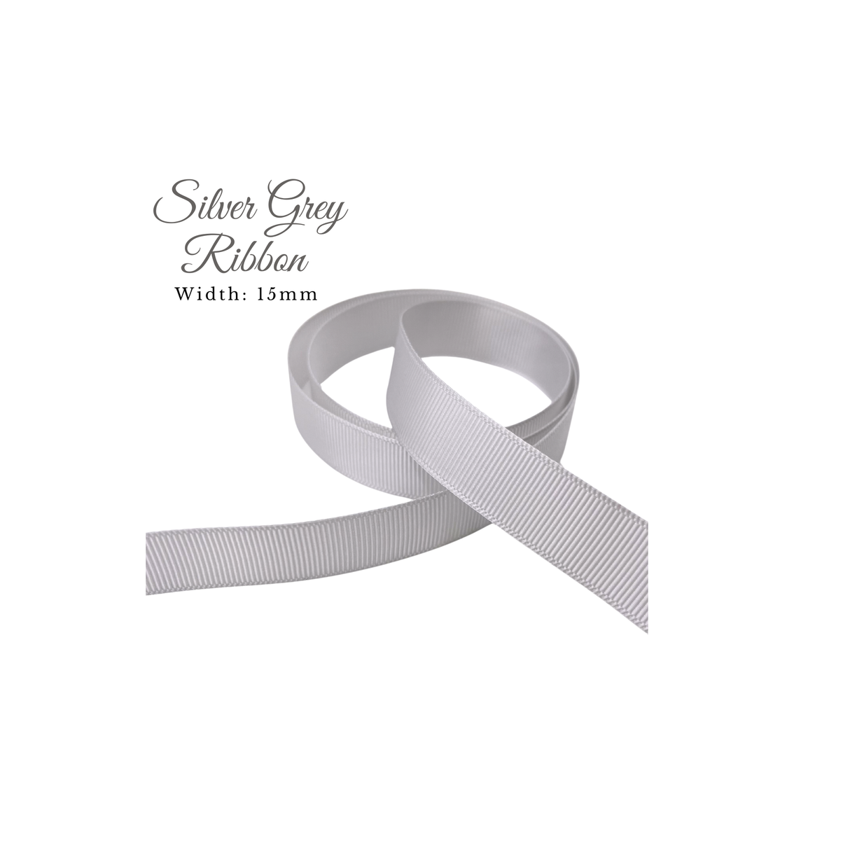 Silver Grey Grosgrain Ribbon | 15mm