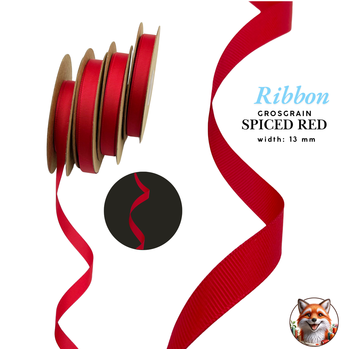 13mm Spice Red grosgrain ribbon for gift wrapping, crafts and Christmas décor