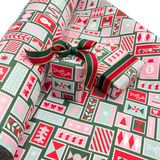 Poppy Pink Stamps Gift Wrapping Paper – 80gsm, 60cm Wide | Festive Christmas Wrap