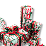 Poppy Pink Stamps Gift Wrapping Paper – 80gsm, 60cm Wide | Festive Christmas Wrap