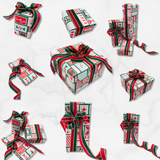 Poppy Pink Stamps Gift Wrapping Paper – 80gsm, 60cm Wide | Festive Christmas Wrap