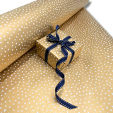 Starry Night Gold Gift Wrapping Paper – 80gsm, 60cm Wide | Festive Christmas Wrap