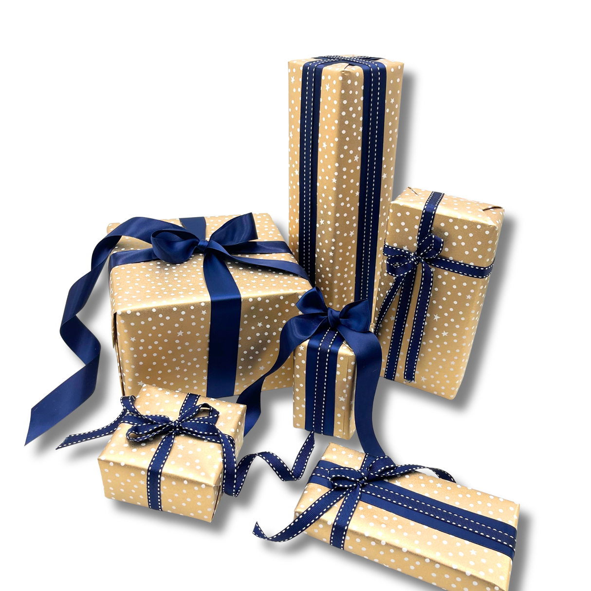 Starry Night Gold Gift Wrapping Paper – 80gsm, 60cm Wide | Festive Christmas Wrap