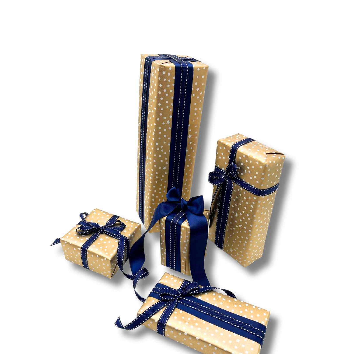 Starry Night Gold Gift Wrapping Paper – 80gsm, 60cm Wide | Festive Christmas Wrap