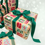 Xmas Stamps Ginger Gift Wrapping Paper – 80gsm, 60cm Wide | Festive Christmas Wrap