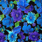 Floral Blue fabric metallic Fly by Night All over Timeless Treasures CM6095
