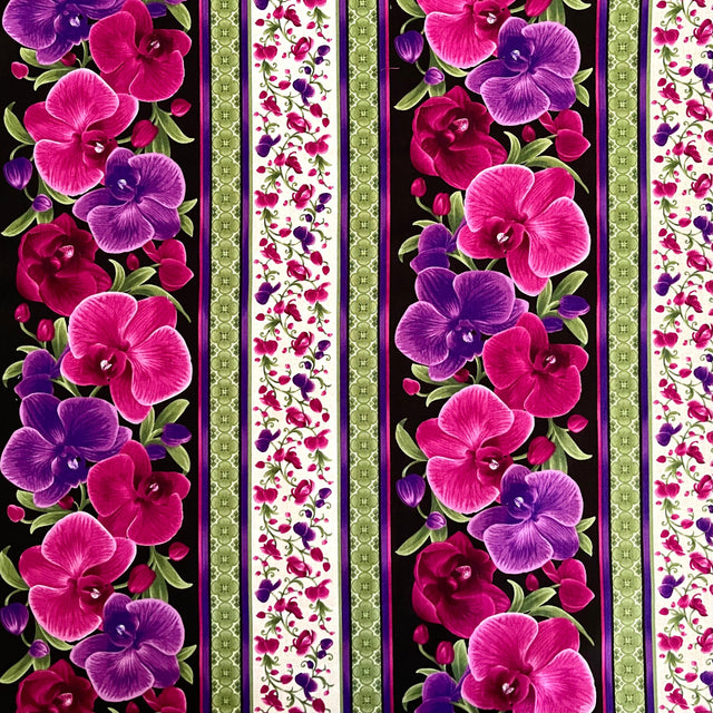 Orchid Border Magenta fabric by Timeless Treasures C3210
