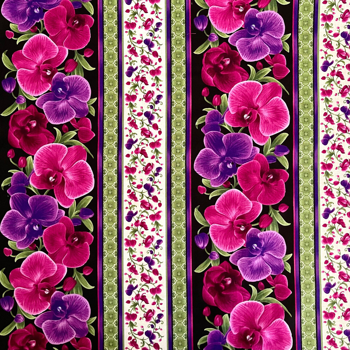 Orchid Border Magenta fabric EOB by Timeless Treasures C3210