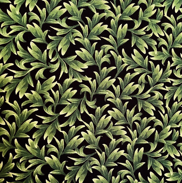 Orchid Leaves Black Wild Orchid Fabric 50cm Timeless Treasures Fabric C5648-B