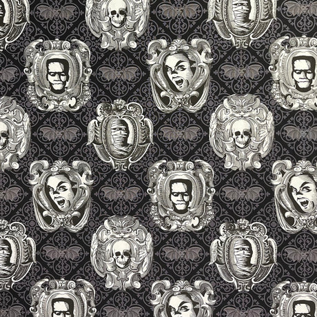 Haunted Skulls Cotton fabric Haunted Gallery Fabric Michael Miller 6635-Gray