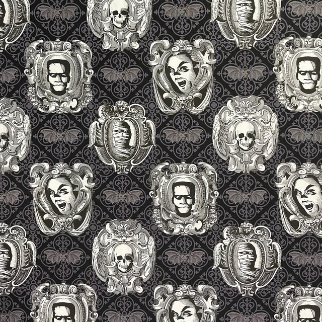Haunted Skulls Cotton fabric Haunted Gallery Fabric Michael Miller 6635-Gray