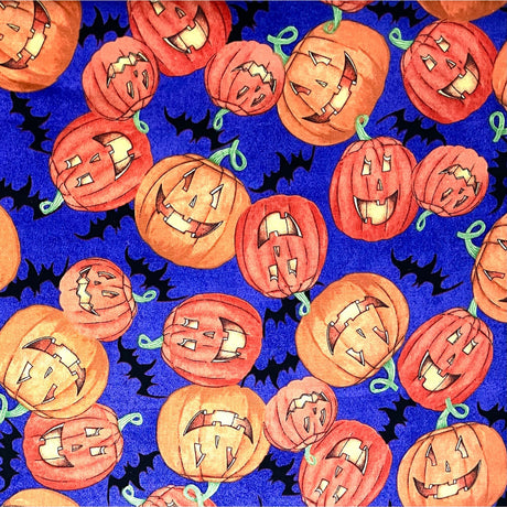 Pumpkin Fabric Happy Pumpkins Halloween fabric 50cm Springs Creative SC13324-purple