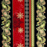 Winter Garden Paisley, Cotton Quilting Border Fabric Henry Glass HG8525M.99