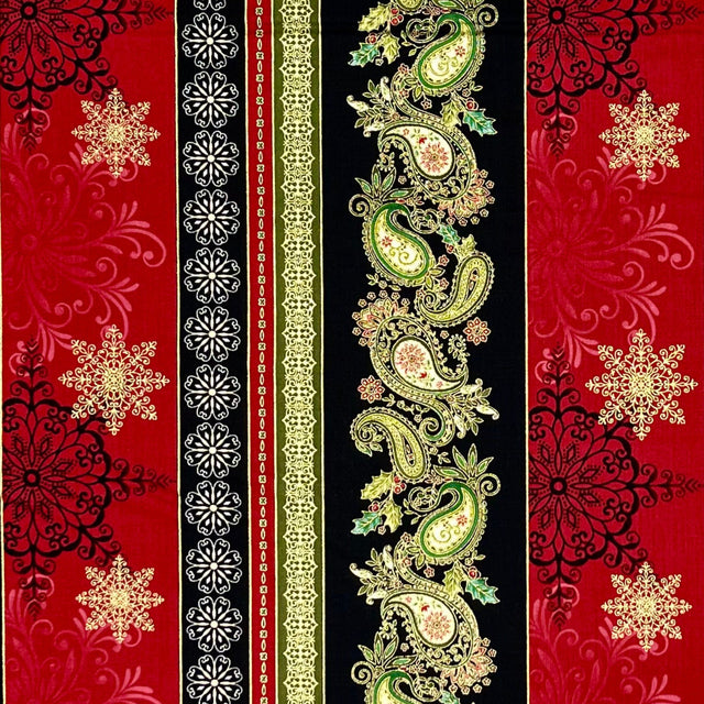 Winter Garden Paisley, Cotton Quilting Border Fabric Henry Glass HG8525M.99