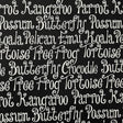 Animal Words Fabric, Possum, Crocodile, Koala, Kangaroo Aussie Mates by Henry Glass