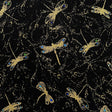Dragonflies fabric Fly by Night Mini Black Gold metallic Timeless Treasures Fabric CM6097-Black Cotton, Quilting, Craft, fabric