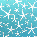 Sea Star, Starfish, Cotton Quilting Ocean Blue Fabric, Project Dovetail by Michael Miller MM5154.Ocean