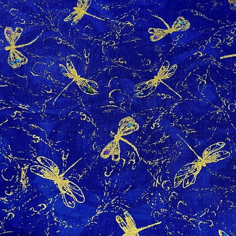 Dragonflies fabric Fly by Night Mini Insects Bugs Royal Blue Timeless Treasures Fabric CM6097-Night Cotton, Quilting, Craft, fabric