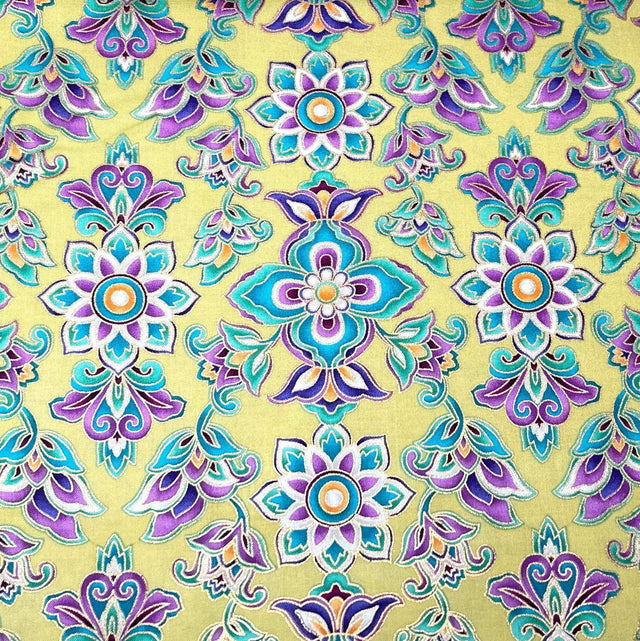 Paisley Moon Citron Fabric, 50cm Catching Dreams by Michael Miller Fabrics