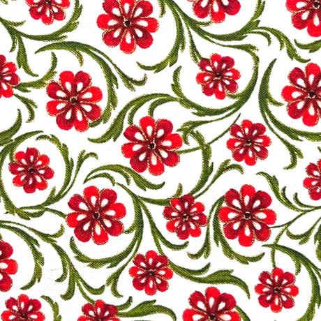 Red Floral Fabric Vines Carmen Quilting 100% Cotton fabric 50cm by Kanvas Benartex Fabrics