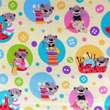 Sewing Bears Yellow, Cotton Quilting Fabric by Miller Fabrics MM6692.Yellow