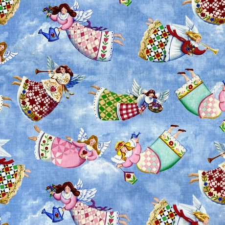 Fat Quarter fabric Jim Shore All over tossed Angels 100% Cotton Blue Rare fabric Springs Creative fabric