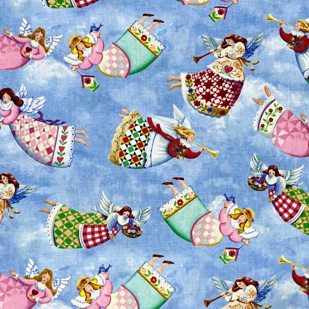 Fat Quarter fabric Jim Shore All over tossed Angels 100% Cotton Blue Rare fabric Springs Creative fabric