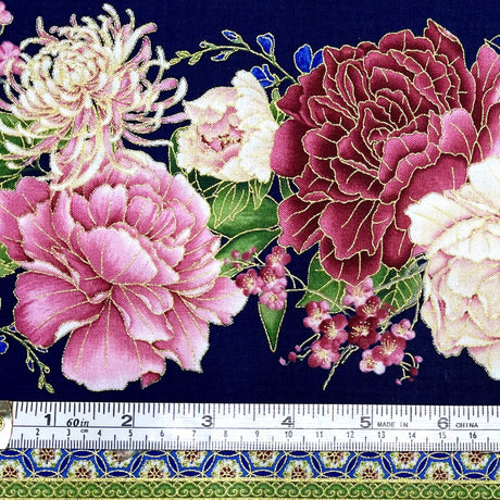 Japanese Floral Border fabric Sakura Geisha by Chong a Hwang Timeless Treasures CM6157Border