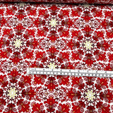 Snowflakes Fabric Christmas Splendor Medallions Gold accents, Red, White Cotton Quilting fabric Henry Glass HG8320M-44