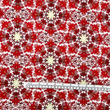 Snowflakes Fabric Christmas Splendor Medallions Gold accents, Red, White Cotton Quilting fabric Henry Glass HG8320M-44