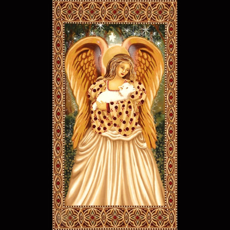 Golden Angel fabric panel with Lamb Quilting Cotton Fabric Panel Michael Miller CX4648