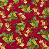 Christmas Splendor fabric Holly floral Cotton Quilting fabric Henry Glass HG9992