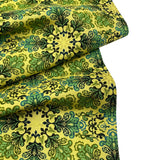 Snowflakes Fabric Christmas Splendor Medallions Gold, Green Yellow Cotton Quilting fabric Henry Glass HG8320M-66